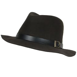 New 100% Wool Felt Fedora Belt Aussie Safari Hat Brown Large