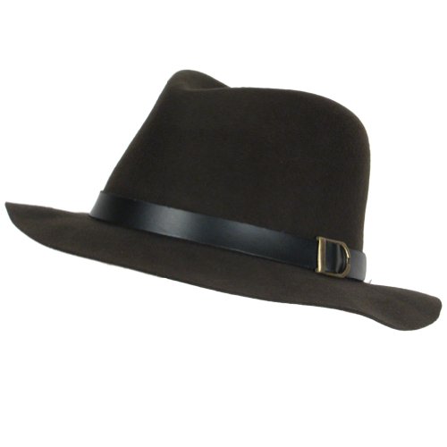 100% Wool Felt Fedora Belt Aussie Safari Hat Brown Medium