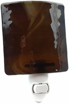 Plug-in Night Light with Chocolate Brown Stained Glass Shade, Handmade in US by Fashion Glass