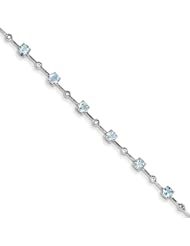 Sterling Silver Aquamarine White Topaz Bracelet