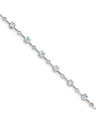 Sterling Silver Aquamarine White Topaz Bracelet