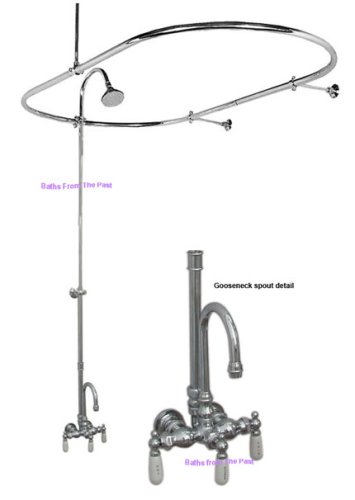 Buy NICKEL Clawfoot Tub Shower System with Gooseneck Spout, Shower enlosure, Riser, Tub filler