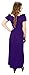 Peach Couture Gypsy Boho Cap Sleeves Smocked Waist Tiered Renaissance Maxi Dress Purple, Large