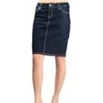 Above the Knee Stretch Denim Pencil Skirt with Embroidered Pocket Design - New !