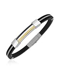 Forzieri Men's Stainless Steel and Rubber Bracelet
