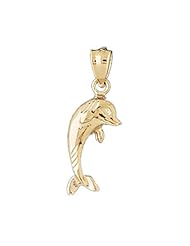 Dazzlers Solid 14 karats gold Dolphin Charm Pendant Available in three colors from jewelsberry (weights: 2.0 grams only)