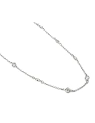 Sterling Silver Bezel CZ Necklace 30 Inch