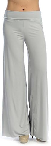 Eve and Moillla women's Solid color palazzo pants (Large, Heather Grey)