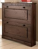 Schuhschrank Massiv Kiefer mit 2 Klappen, Schrank NEU