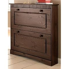 Schuhschrank Massiv Kiefer mit 2 Klappen, Schrank NEU