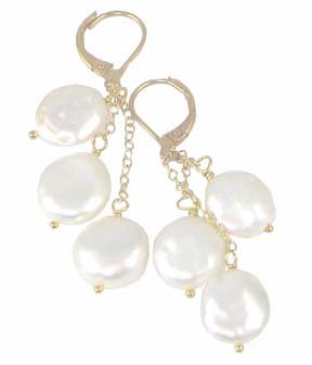 White Coin Pearl Earrings