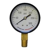 Interstate Pneumatics G2022-300 2 -1/2 Inch 300 PSI 1/4 Inch NPT Bottom Mount Pressure Gauge
