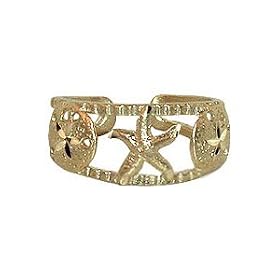 New 10k Gold Star Fish Sea Life Toe Ring Womens Toering