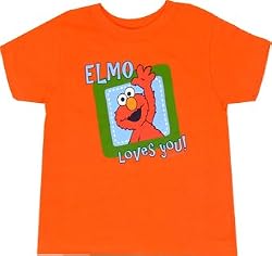 Sesame Street Elmo Loves You Orange T-Shirt Tee
