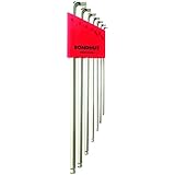 Bondhus 16792 Stubby Ball End Tip Hex Key L-Wrench Set with BriteGuard Finish (7 Piece), Long Arm