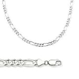 NEW 14k Solid White Gold Figaro Chain Necklace 4mm 18