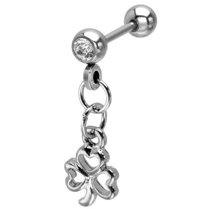 316L Surgical Steel Lock Clover St. Patrick's Day Cartilage Earrings - Barbell - 18g - 5/16'' - Sold Individually