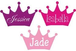 Personalized Princess Crown Wall Decal - Color: Hot Pink - Size: 10 Inches High