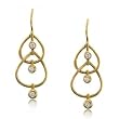 Diamond Dangle Art Earrings in 14 Karat Yellow Gold