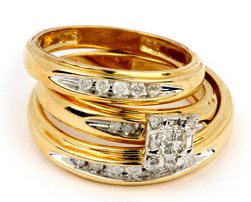 Men's Ladies 14K Yellow Gold .4CT Round Cut Diamond 