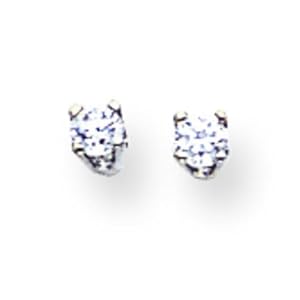 14K White Gold VS2 .10ct Round Diamond Stud Earrings