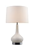 Mary-kate and Ashley Continuum Table Lamp.  White ceramic lamp with chrome accents.  White fabric shade.  W11 H17, 1 60 watt med. bulb.