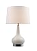 Mary-kate and Ashley Continuum Table Lamp.  White ceramic lamp with chrome accents.  White fabric shade.  W11