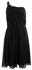 Beaded Asymmetric Pleated Ruched Chiffon/Polyester One Shoulder Sleeveless Little Black Dress/Party Dress 