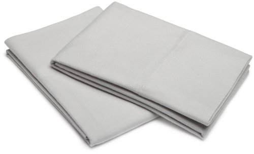 Pinzon 200-Gram Supima Velvet Flannel Standard Pillowcase Pair, Silver Grey