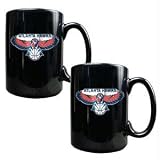 Atlanta Hawks NBA 2pc Black Ceramic Mug Set - Primary Logo