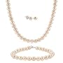 Sterling Silver 5.5-6mm Genuine Freshwater Cultured Pink Pearl Necklace Bracelet & Stud Earrings Set