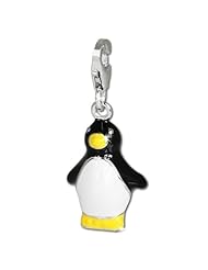SilberDream Charm penguin enamel, 925 Sterling Silver Charms Pendant with Lobster Clasp for Charms Bracelet, Necklace or Earring FC616