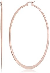 Yellow Gold-Plated Stainless Steel Flattened Hoop Earrings