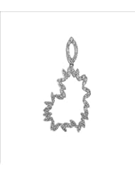 14k White Gold, Abstract Heart Pendant Charm Lab Created Gems 22mm Wide