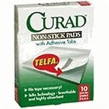 Curad Telfa Non-Stick Pads With Adhesive, Ouchless 3 In. X 4 In. - 10 ea