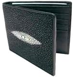 Stingray Leather Bi-Fold Wallet w/ Left Flap in Black