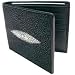 Stingray Wallets | Unique Men's Wallets - Stingray Leather Bi-Fold Wallet w/ Left Flap in Black