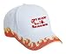 Give Blood Tease a Polish Lowland Sheepdog Adult White Hat with Red Flames FIRE