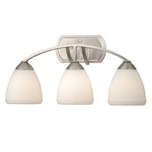 Helsinki - 3 Light Bathroom Vanity Lighting Fixture - Brushed Nickel - White Glass - B2401 by Vaxcel Lighting