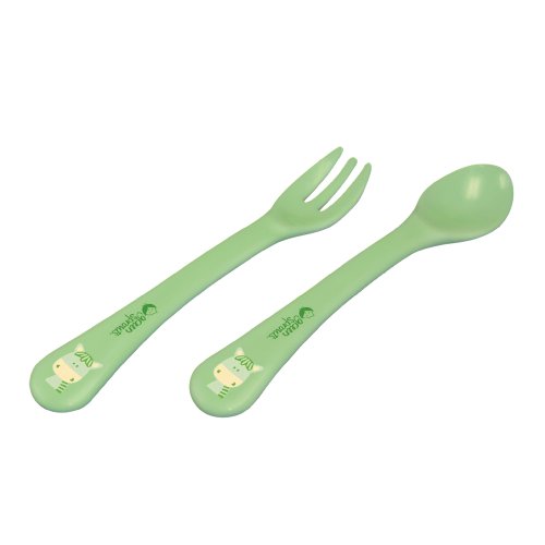 Cheap green sprouts Eco-friendly  Cornstarch Fork and Spoon, Green