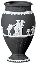 Wedgwood Jasperware White on Black Bountiful Vase 20cm