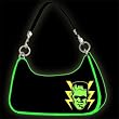 Black Vinyl "Frank N Bolt" Frankenstein Purse with Green Piping