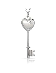 Valentines Day Gifts Bling Jewelry 925 Sterling CZ Sweet Heart Key Pendant