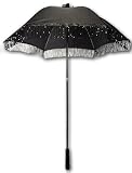 Elegant Black Parasol with Beaded Fringe