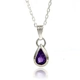Sterling Silver & Pear Shaped Amethyst Pendant w/18 Chain