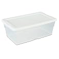Sterilite 16428012 Storage Box, White Lid with See-Through Base, 12-Pack, 6-Quart On Sale