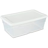 Sterilite 16428012 6 Quart/5.7 Liter Storage Box, White Lid with Clear Base, 12-Pack