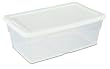 Sterilite 16428012 Storage Box, White Lid with See-Through Base, 12-Pack, 6-Quart