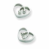 Sterling Silver White Ice .04ct Diamond Heart Earrings