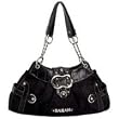 Gigi Chantal Black Jacquard Handbag with Crocodile Trim